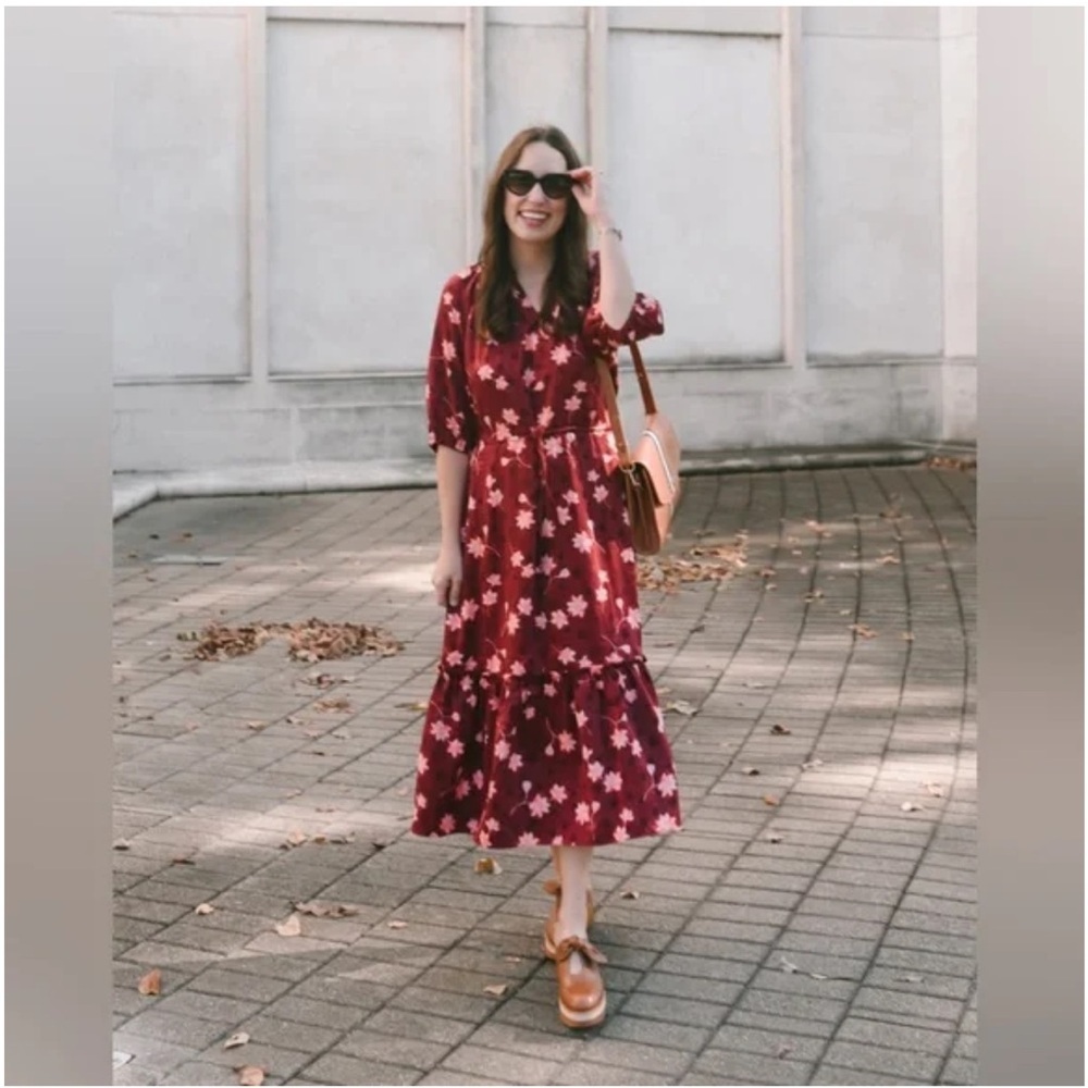 DRAPER JAMES Martina Popover Midi In Magnolia Dot Floral Size Medium